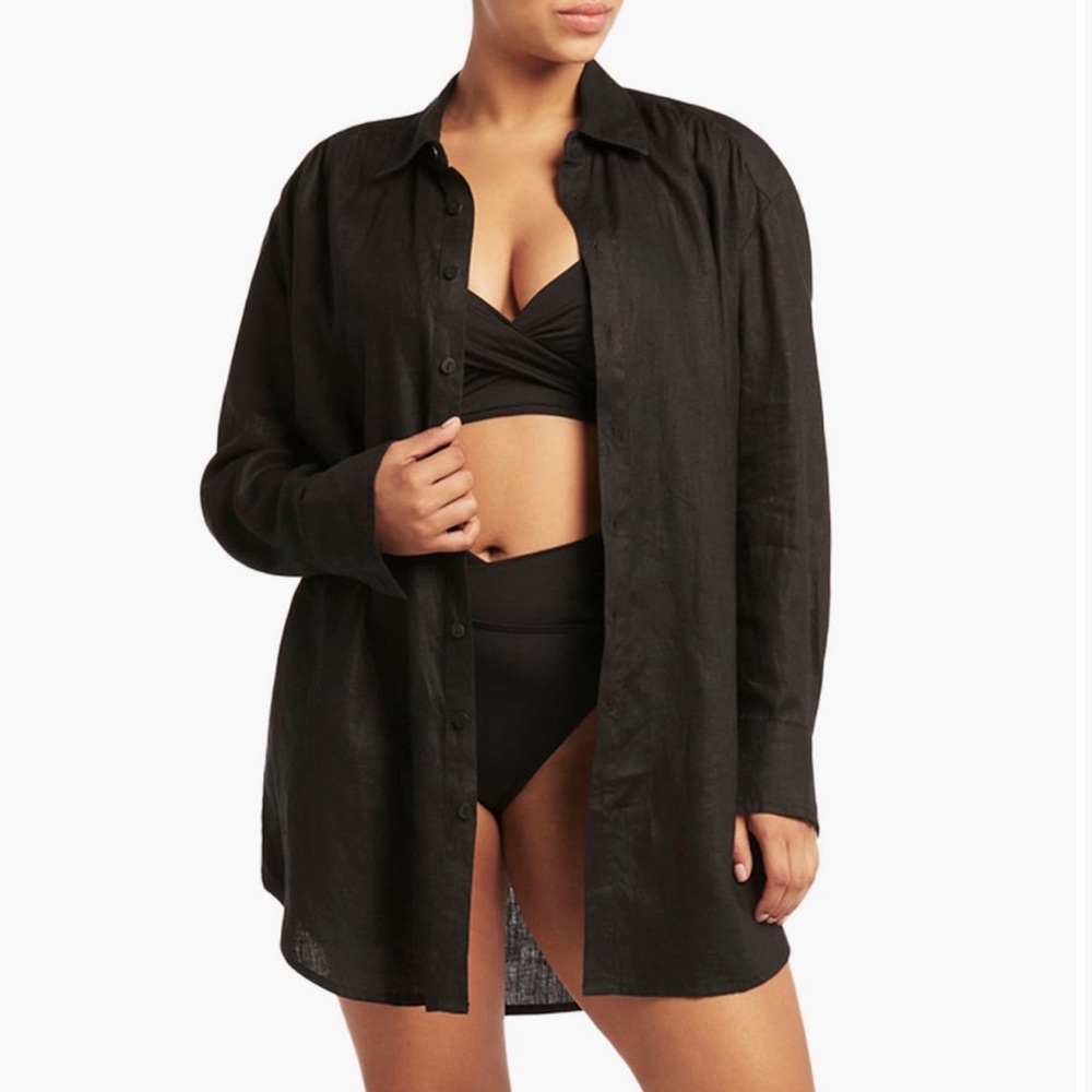 Sea Level linen cover up shirtdress